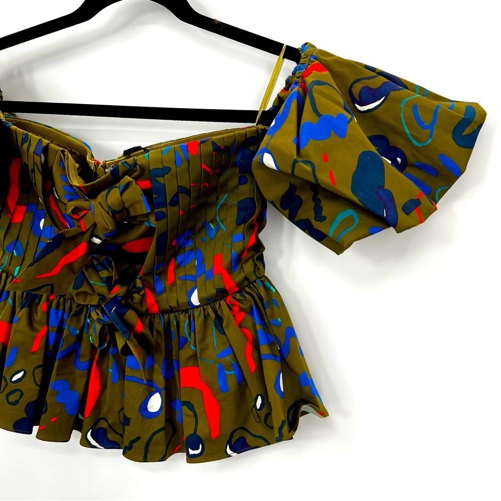 NWT Anthropologie Hunter Bell Rhea Tank Top Blouse Off Shoulder Ribbon US 0 - Picture 9 of 16